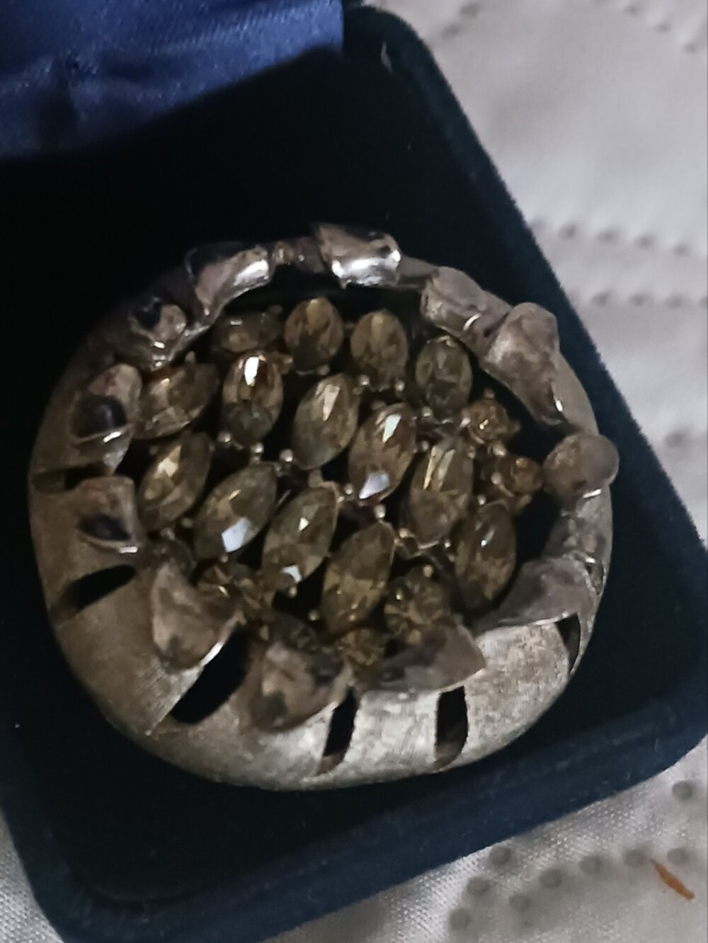 BSK Vintage Smoky Crystal Floral Bud Brooch - Women's Jewelry